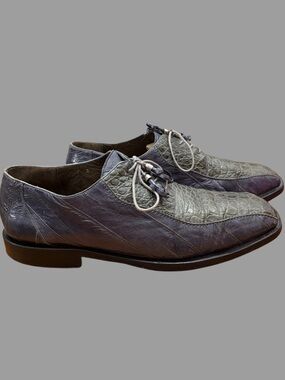 Mens 12 Romano Vintage Handmade Exotic Animal Oxfords in Blue Green